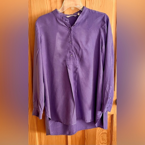 Soft Surroundings Periwinkle Purple Button-Up Blouse Size PM Tunic Flowy Gift - Picture 1 of 14